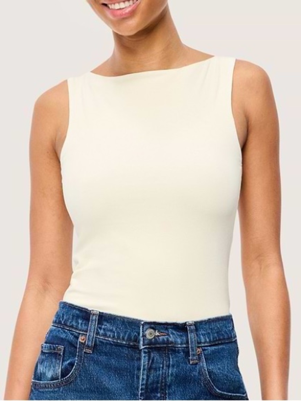 Sleeveless Yellow Boatneck Women's Top
